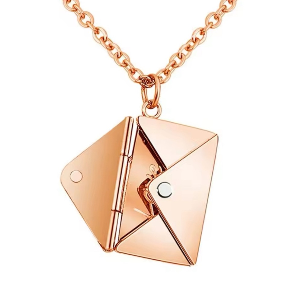 Stylish Rose Gold Love Letter Charm Necklace, Stainless Steel Mama Chains - Picture 3 of 4
